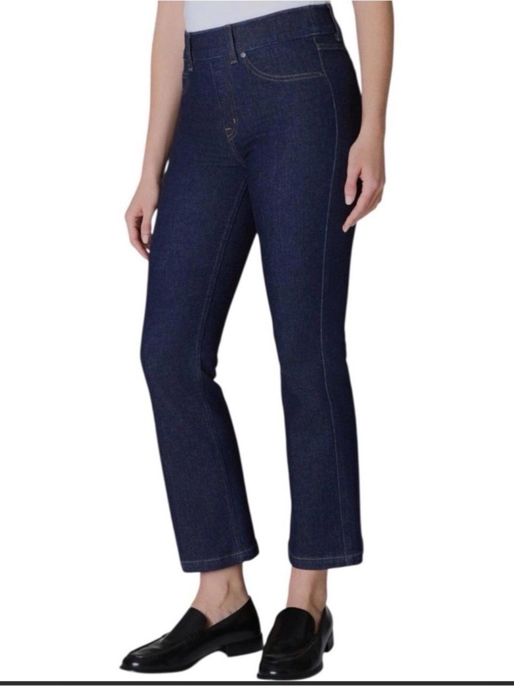 SPANX Cropped Kick Flare Raw Indigo Pull-On Ankle Jeans 20699R